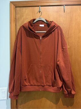 Pink Lily Rust Zip-Up Hoodie